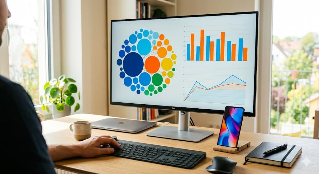 AI-powered SEO dashboard showing keyword clusters and content scoring metrics