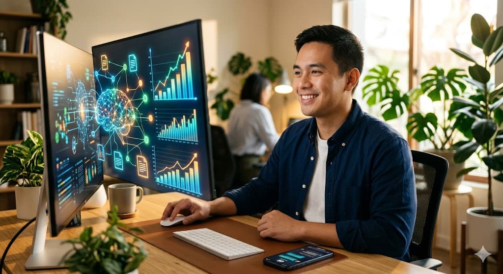AI dashboard automating invoice processing and customer inquiry handling for a business