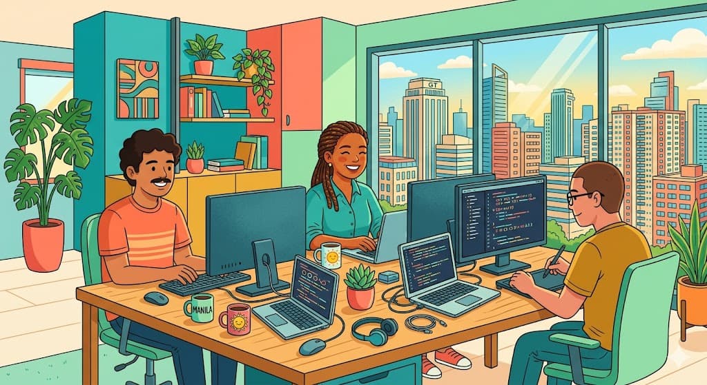 Filipino developers working in a modern Manila office