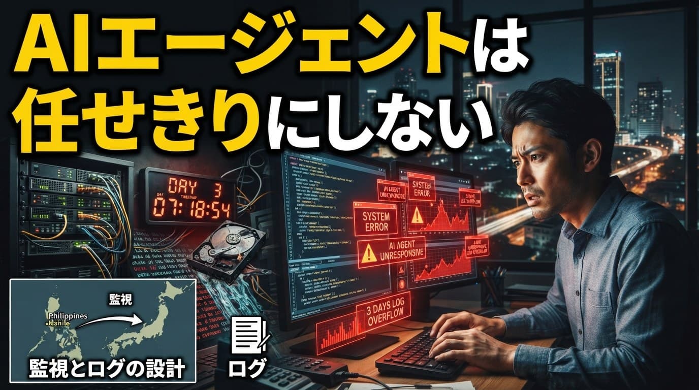 AIエージェントの暴走に3日間気づかなかった事件に学ぶ:「任せきり」を防ぐ監視とログの設計|フィリピン日系企業向けケーススタディ