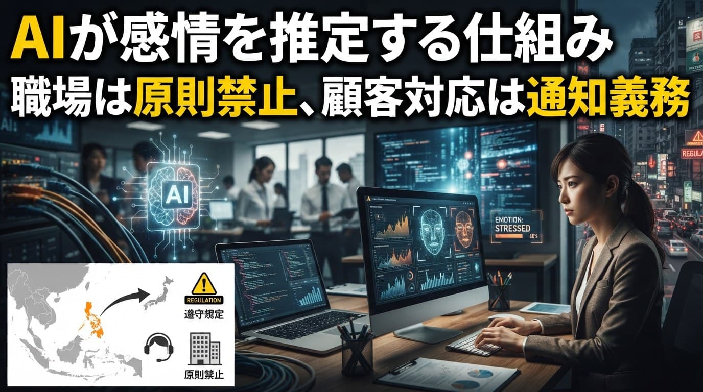 AIが感情を推定する仕組みの線引き──職場は原則禁止、顧客対応は通知義務|フィリピン日系企業向けケーススタディ