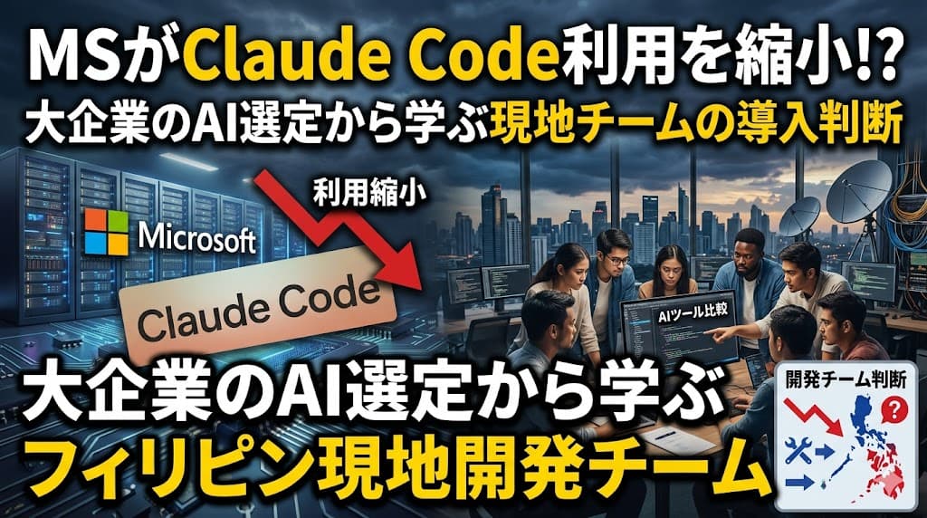 Microsoftが社内Claude Code利用を縮小:フィリピン拠点のAIコーディングツール選定術